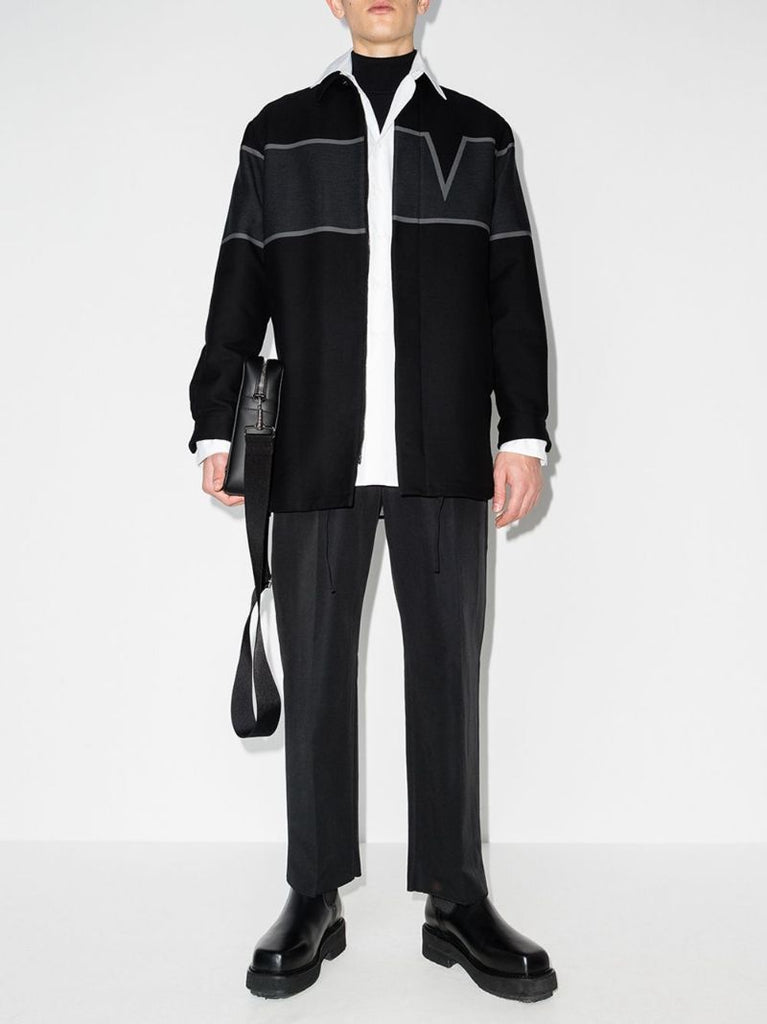 V-valentino Intarsia Shirt Jacket