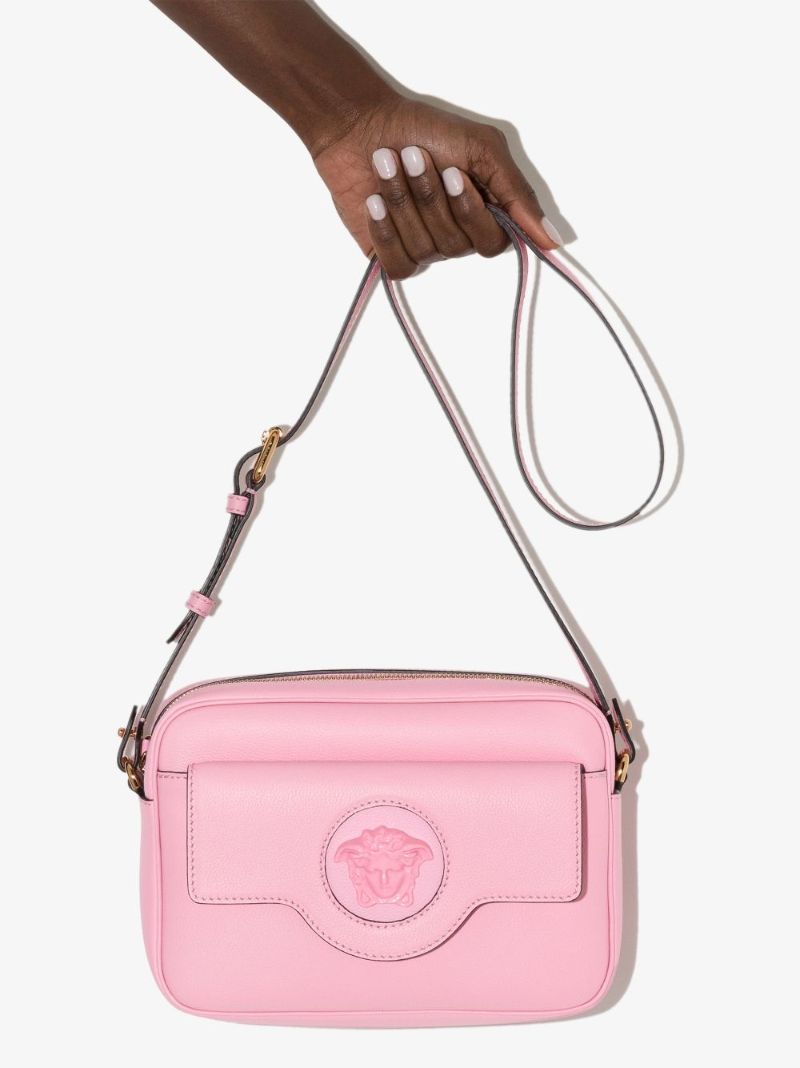 Pink La Medusa Leather Cross Body Bag