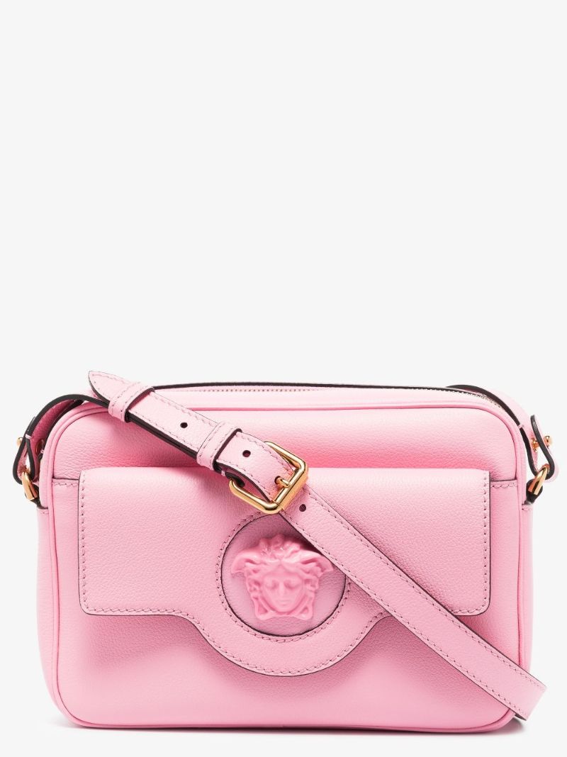 Pink La Medusa Leather Cross Body Bag