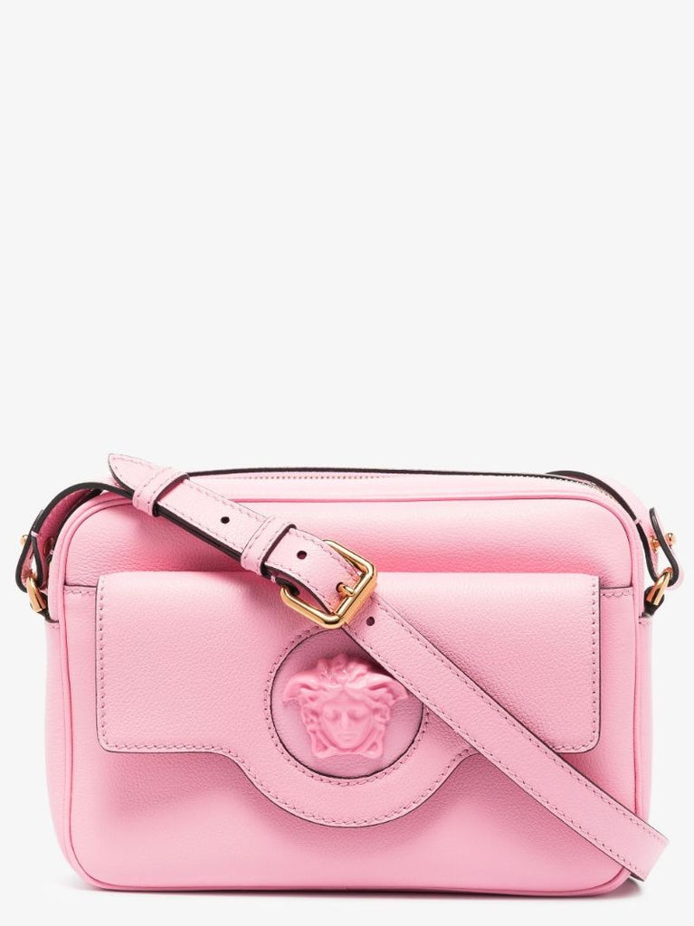 Pink La Medusa Leather Cross Body Bag