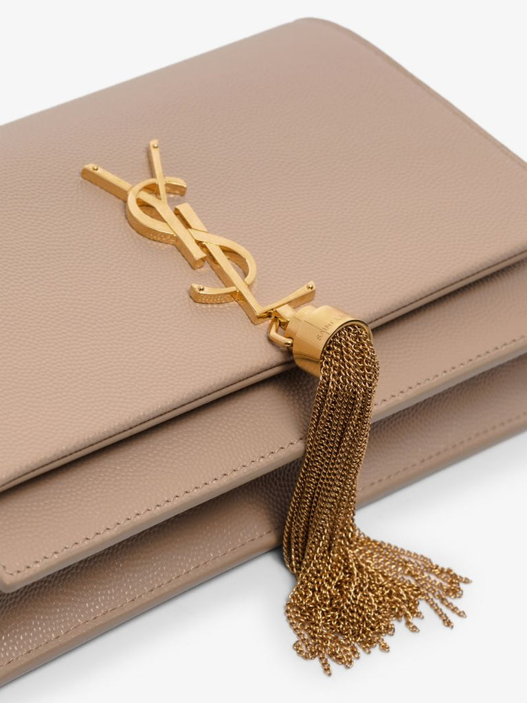 Beige Kate Small Leather Chain Wallet