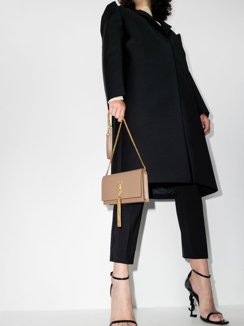 Beige Kate Small Leather Chain Wallet