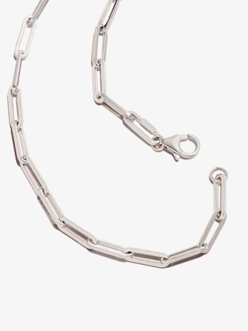 18k White Gold Protection Classic Fob Chain Diamond Necklace