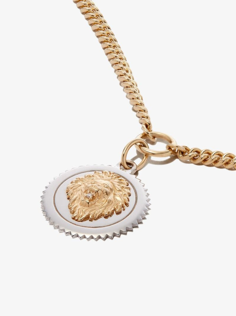 18k Yellow and White Gold Strength Medium Curb Chain Diamond Necklace