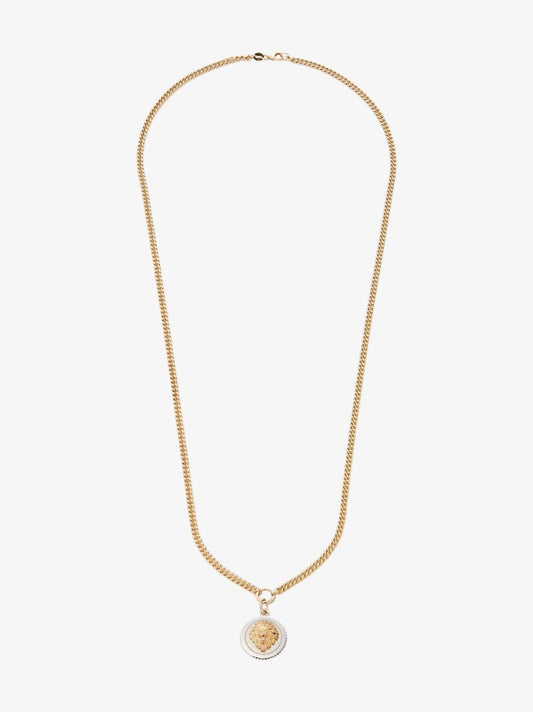 18k Yellow and White Gold Strength Medium Curb Chain Diamond Necklace