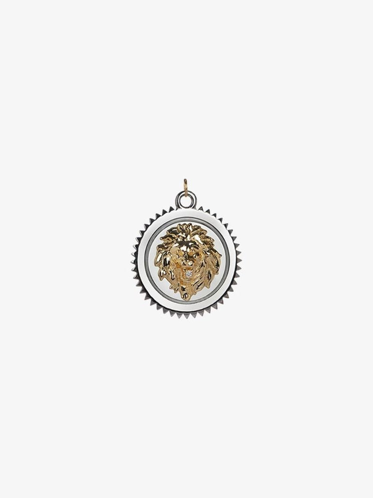 18k White and Yellow Gold Strength Medium Diamond Medallion Charm