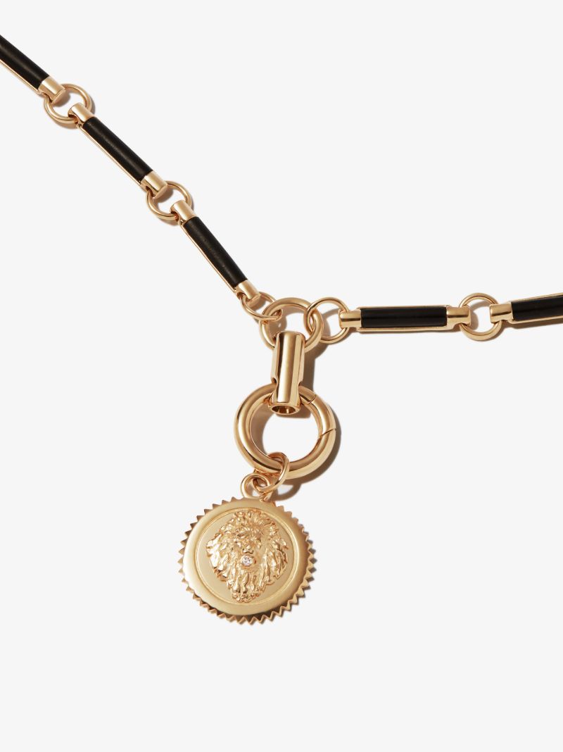 18k Yellow Gold Strength Onyx Element Chain Diamond Necklace