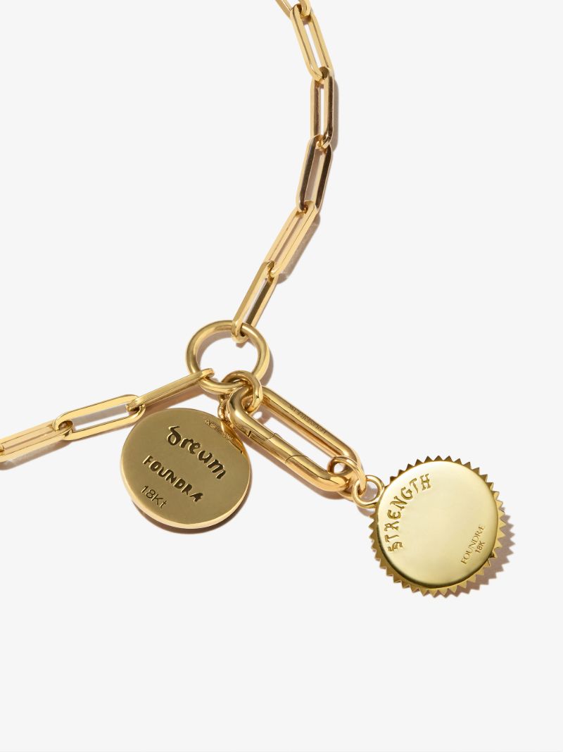 18k Yellow Gold Dream Strength Classic Fob Chain Diamond Necklace
