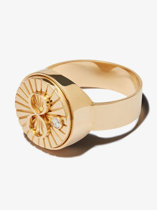18k Yellow Gold Karma Diamond Signet Ring