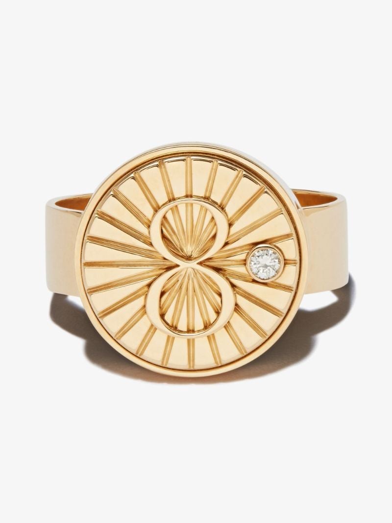 18k Yellow Gold Karma Diamond Signet Ring