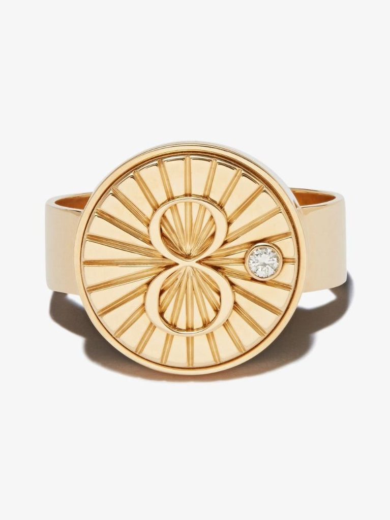 18k Yellow Gold Karma Diamond Signet Ring