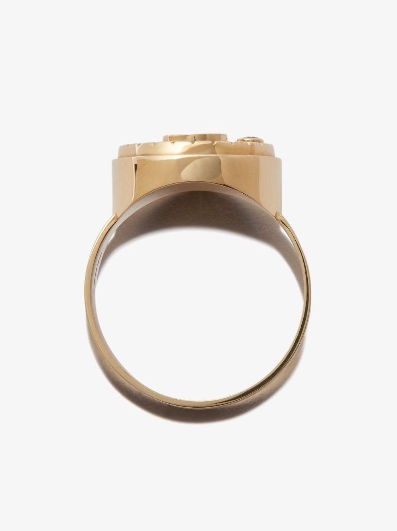 18k Yellow Gold Karma Diamond Signet Ring