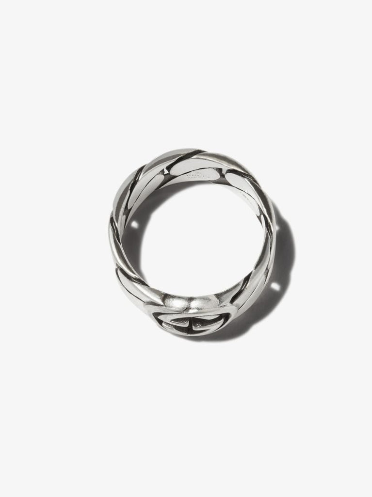 Sterling Silver Interlocking G Wide Band Ring