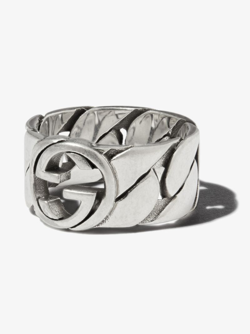 Sterling Silver Interlocking G Wide Band Ring