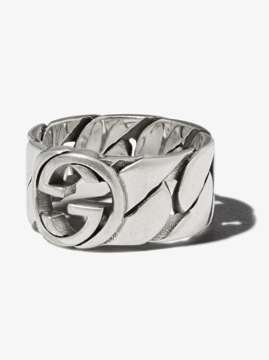 Sterling Silver Interlocking G Wide Band Ring