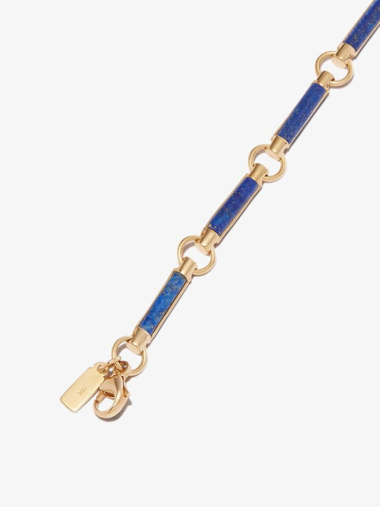 18k Yellow Gold Ram Resilience Medallion Lapis Lazuli Bracelet