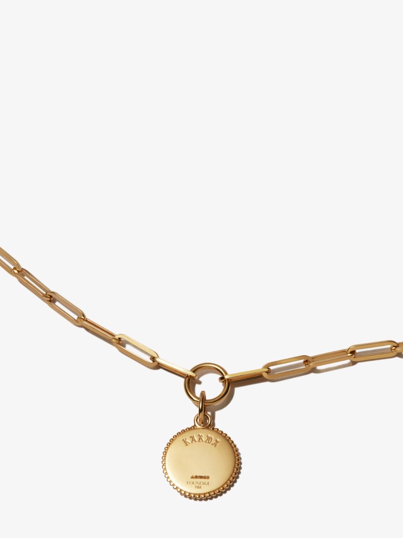18k Yellow Gold Karma Classic Fob Chain Diamond Necklace