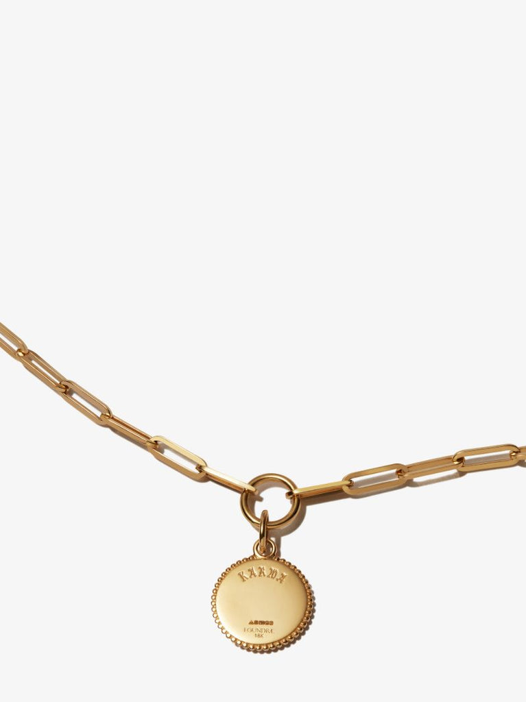 18k Yellow Gold Karma Classic Fob Chain Diamond Necklace