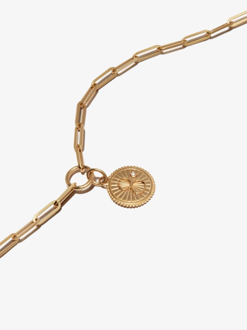 18k Yellow Gold Karma Classic Fob Chain Diamond Necklace