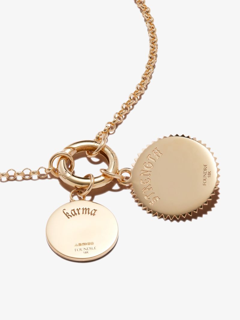 18k Yellow Gold Strength Karma Small Belcher Chain Diamond Necklace