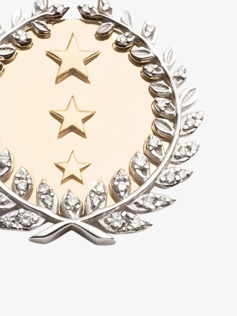 18k Yellow Gold Per Aspera Ad Astra Large Diamond Medallion Charm