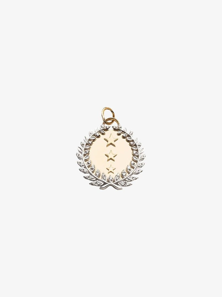 18k Yellow Gold Per Aspera Ad Astra Large Diamond Medallion Charm