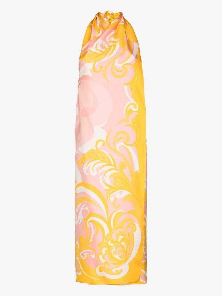 Albizia Printed Silk Halterneck Dress