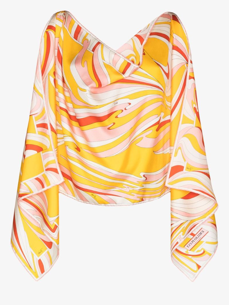 Vortici Print Silk Poncho