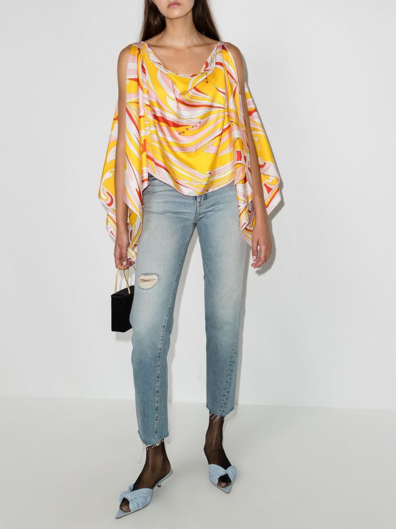 Vortici Print Silk Poncho