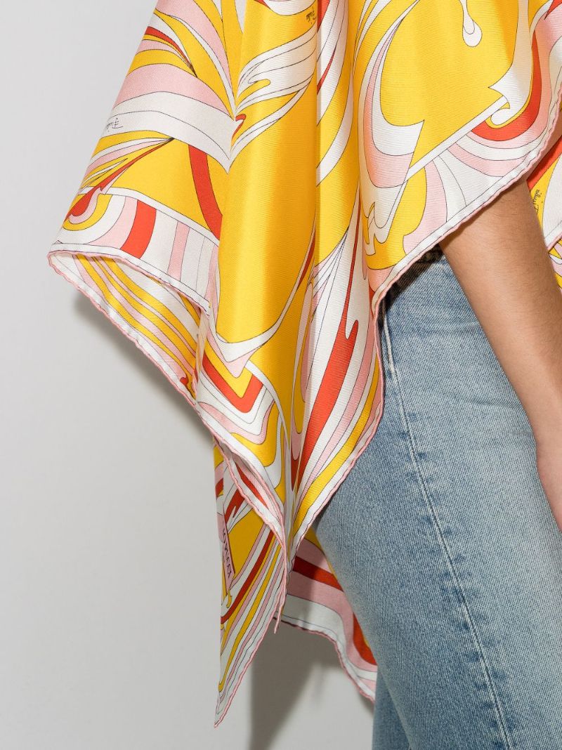 Vortici Print Silk Poncho