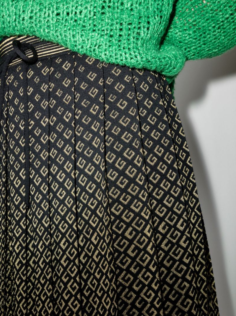 Monogram Pleated Midi Skirt