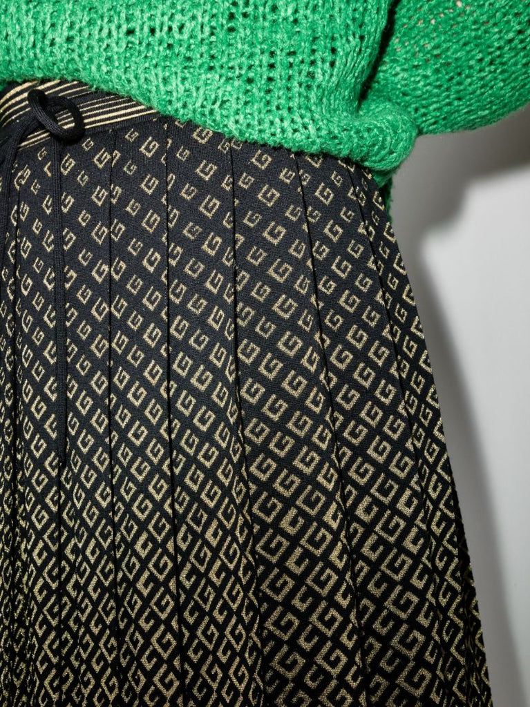 Monogram Pleated Midi Skirt