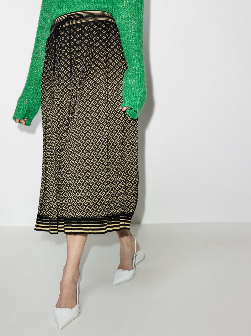 Monogram Pleated Midi Skirt