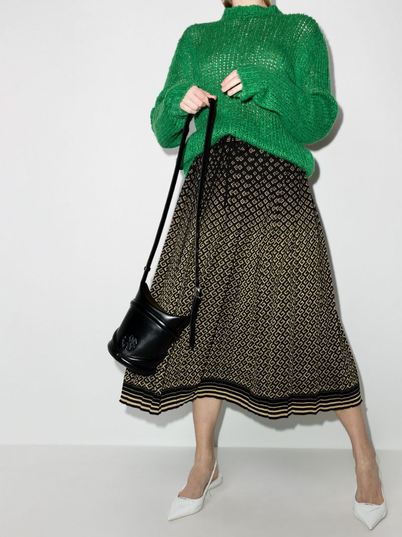Monogram Pleated Midi Skirt