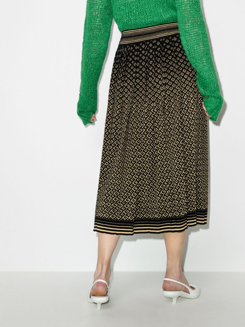 Monogram Pleated Midi Skirt