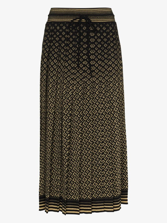 Monogram Pleated Midi Skirt