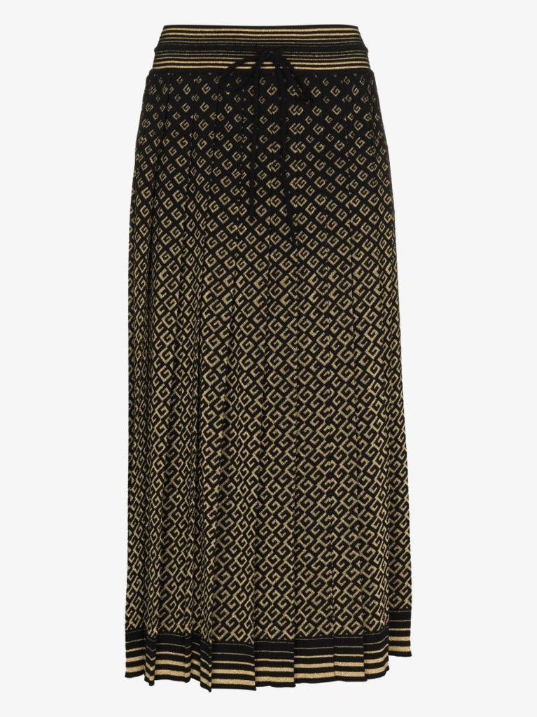 Monogram Pleated Midi Skirt