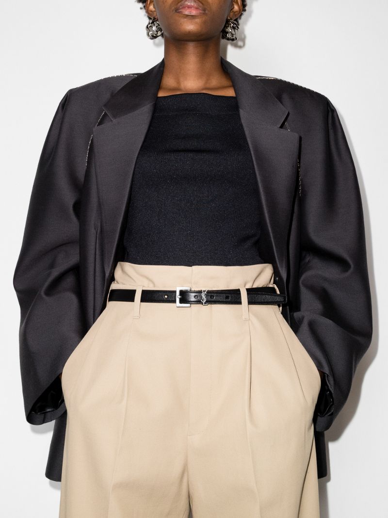 Black Monogram Buckle Leather Belt