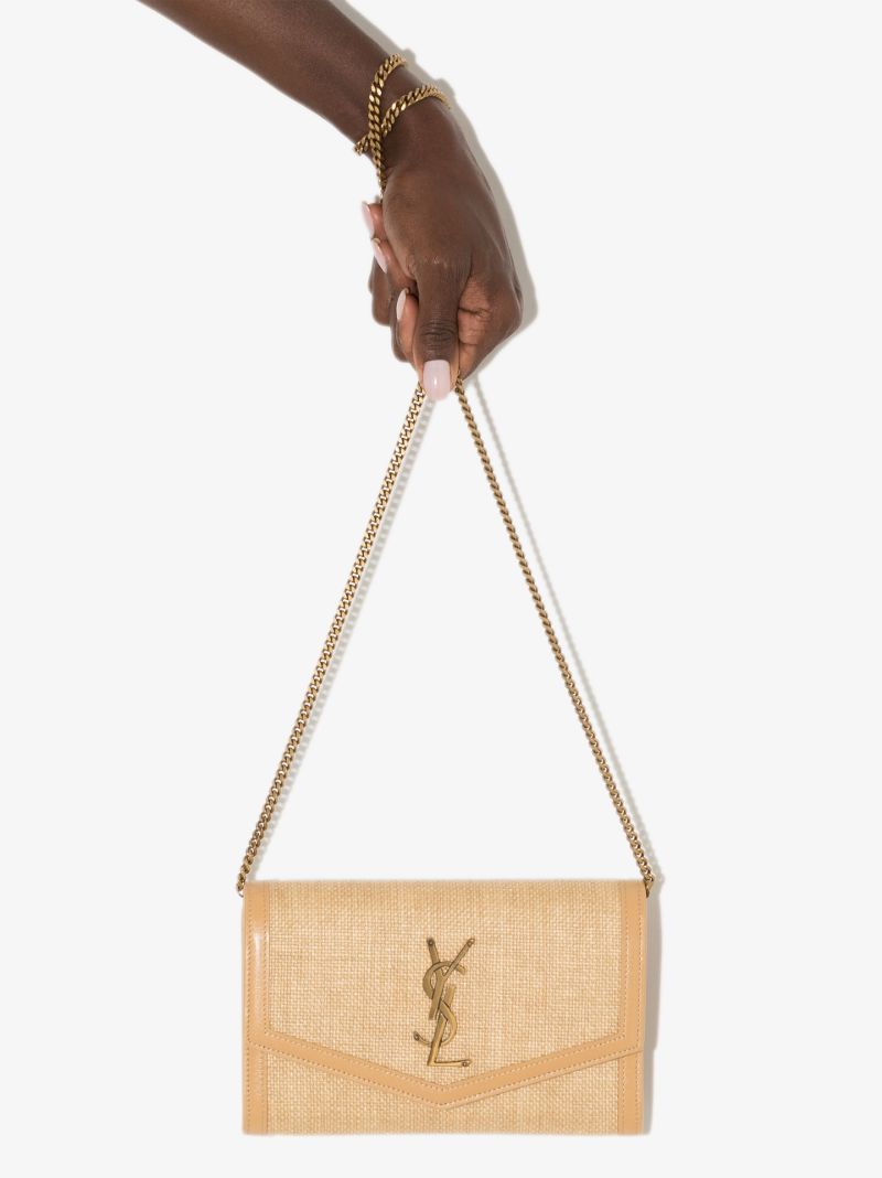 Neutral Monogramme Raffia Chain Wallet