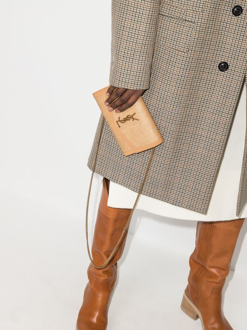 Neutral Monogramme Raffia Chain Wallet