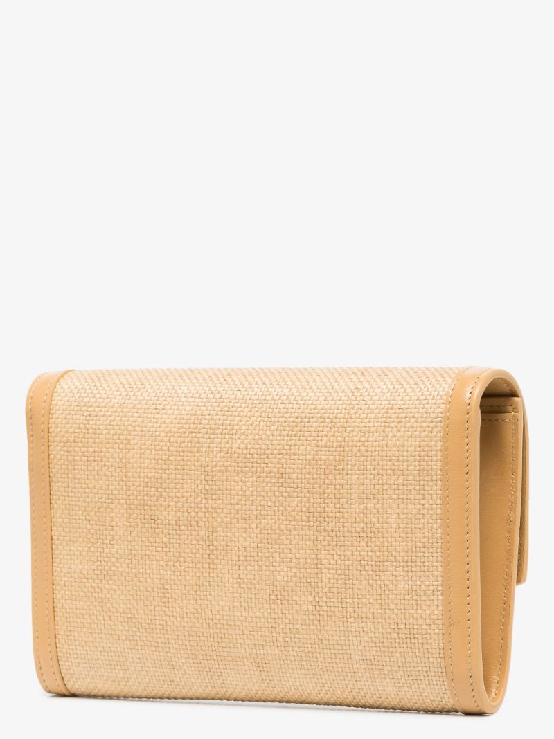 Neutral Monogramme Raffia Chain Wallet