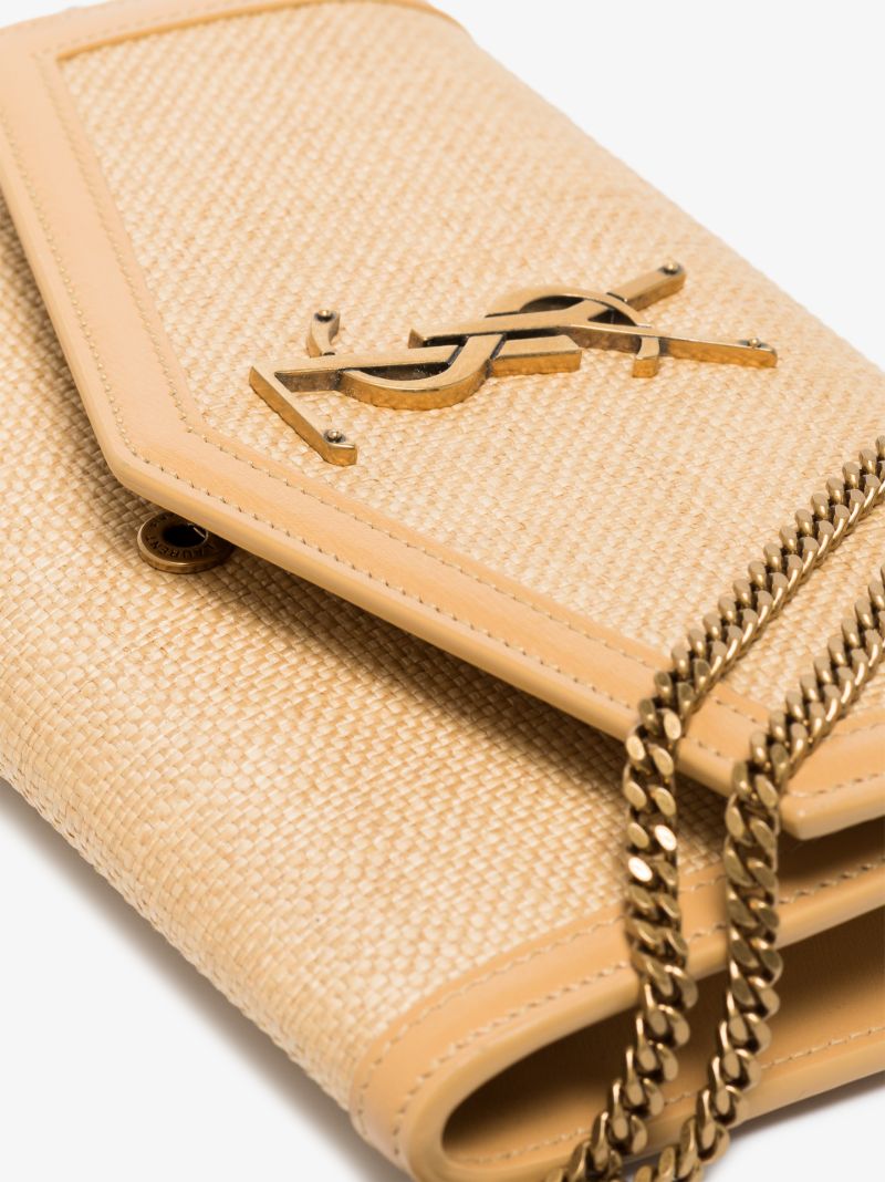 Neutral Monogramme Raffia Chain Wallet