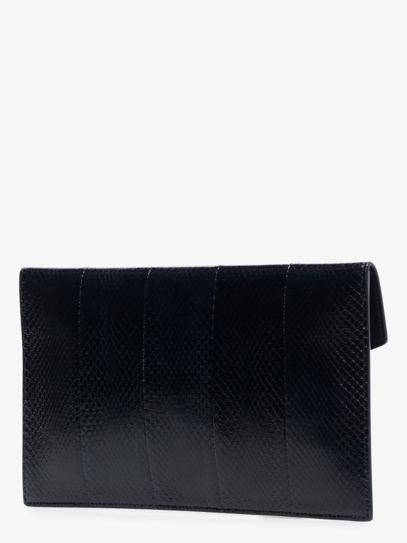 Navy Uptown Leather Clutch Bag