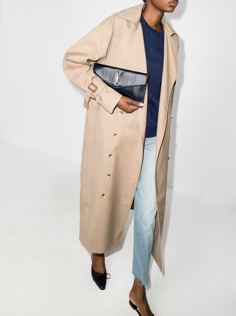 Navy Uptown Leather Clutch Bag