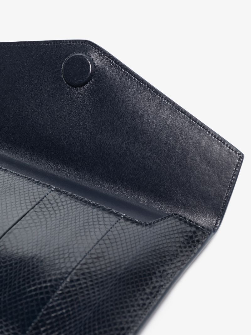 Navy Uptown Leather Clutch Bag