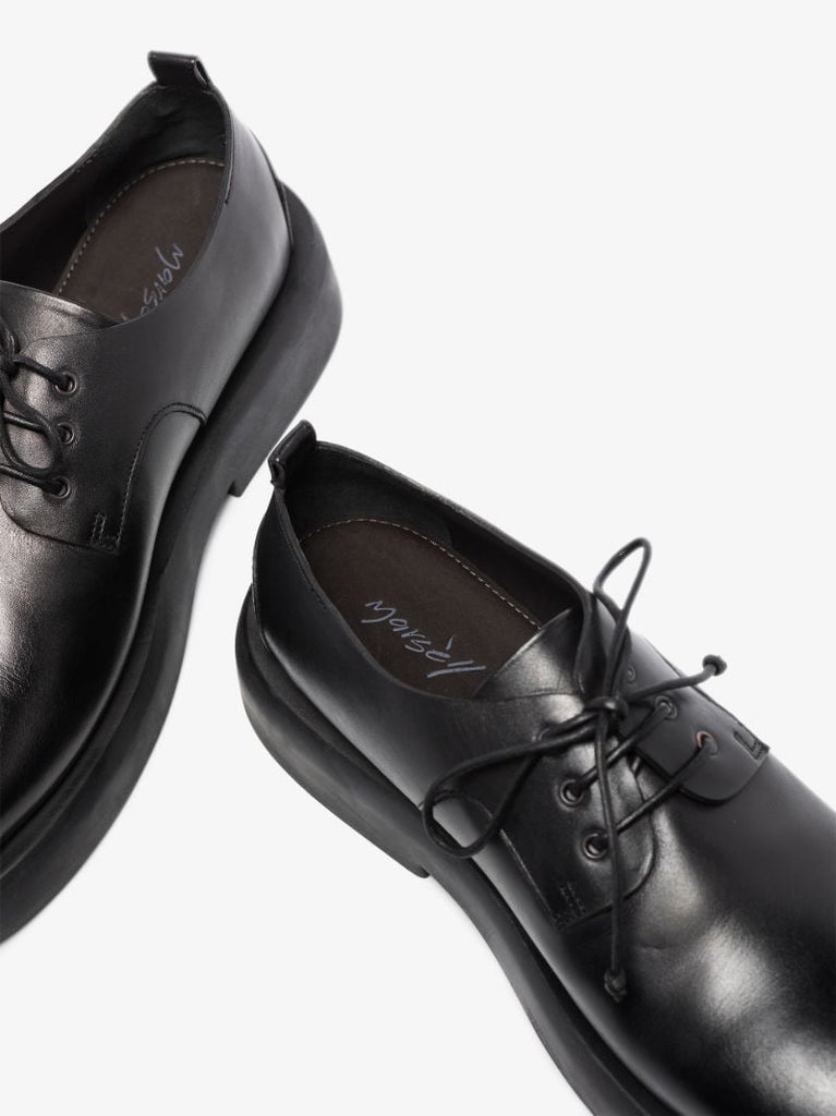 Black Gommello Leather Derby Shoes