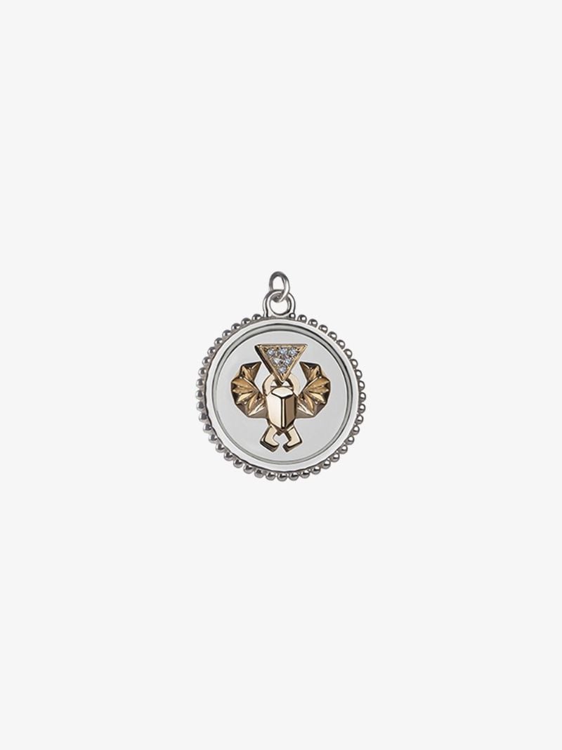 18k White Gold Protection Medium Diamond Medallion Charm