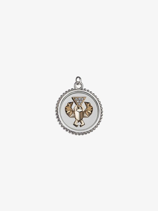 18k White Gold Protection Medium Diamond Medallion Charm