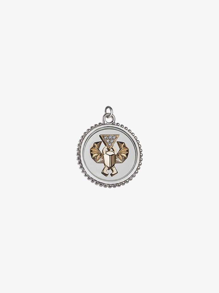 18k White Gold Protection Medium Diamond Medallion Charm