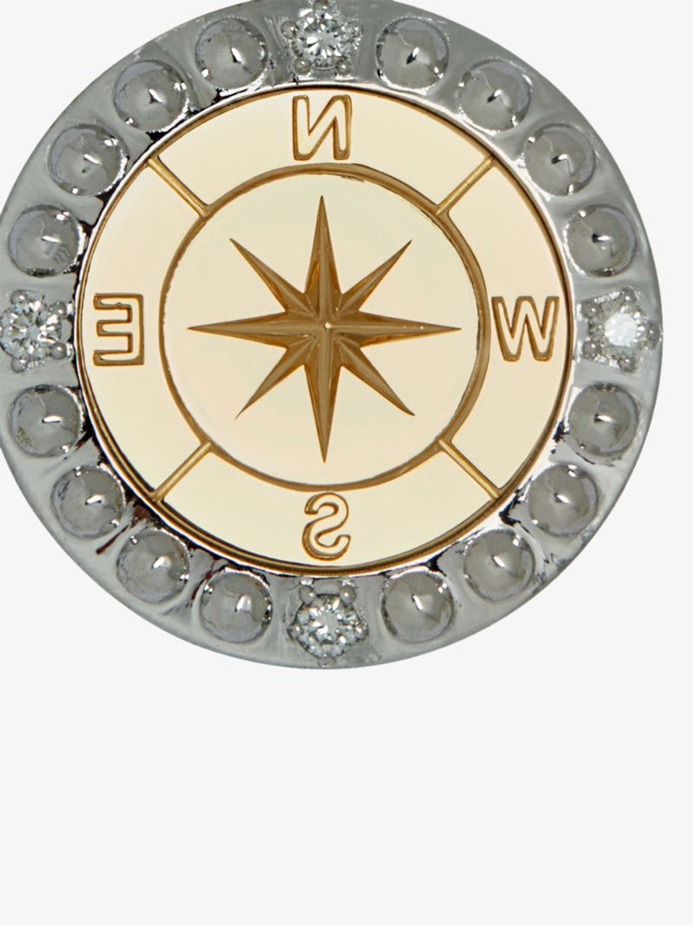 18k Yellow and White Gold Course Correction Large Diamond Medallion Charm
